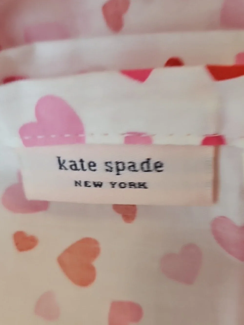 Kate Spade Pink Red Hearts Print cotton Twin Flat Sheet 1 Standard Pillowcase